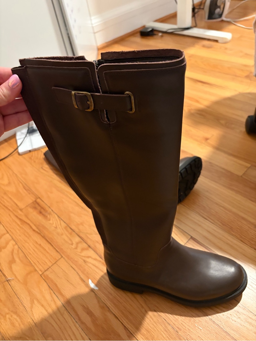 Lands' End Brown Tall Buckle Riding Boots